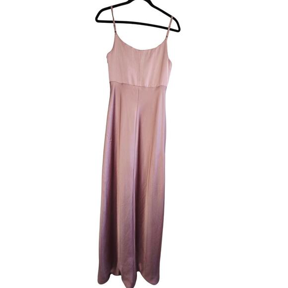 Revelry Pink Ember Satin Maxi Gown Bridesmaid Wedding Formal Side Slit Size 8 - Picture 3 of 11